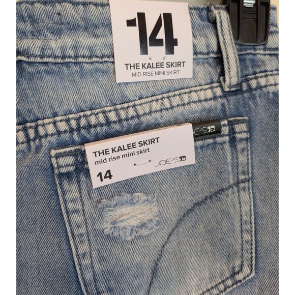 Joe's Jeans Girl's Kalee Denim Skirt Mid Rise Mini Distressed Raw Hem Size 14 - Picture 9 of 10